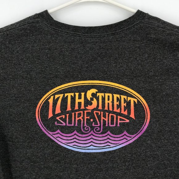 VINTAGE 17th Street Surf Shop Shirt Youth Boys Medium Gray Long Sleeve Pullover - Picture 13 of 16